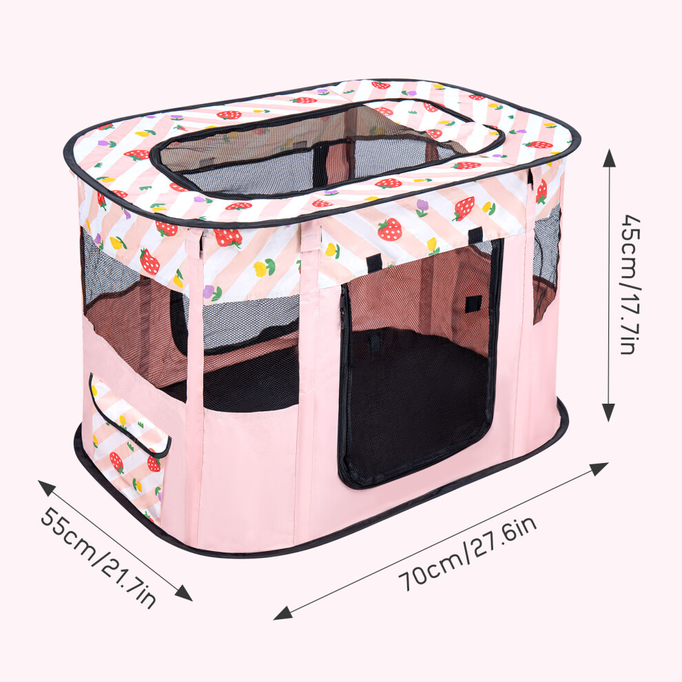 (Pink S) Foldable Pet Playpen Portable Soft Portable Dog