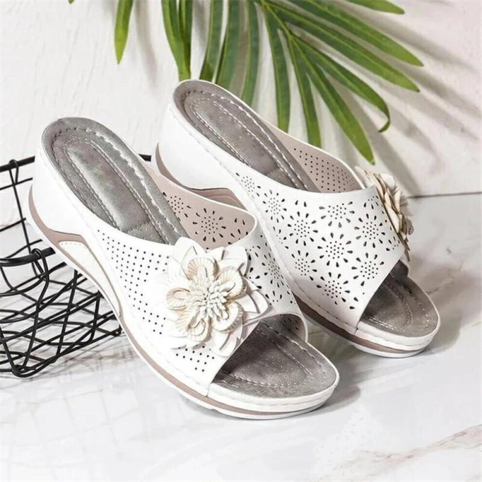 (white, 41) Wedges Slip-on Pu Black Fashion Womens Platform Sandals Shoes For Women Sandalilas Woman Flat Shoes Summer Casual