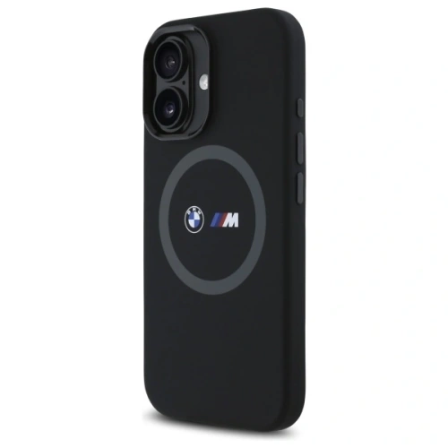 BMW iPhone 16 BMW Silikone Trykt Ring MagSafe Etui Sort 1