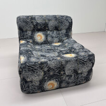 (Black) Togo sofa, retro printed waffle shape, suitable for bedroom, living room, game room, no installation required, customizable, multiple combination sets