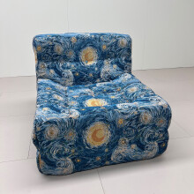 (Blue) Togo sofa, retro printed waffle shape, suitable for bedroom, living room, game room, no installation required, customizable, multiple combination sets