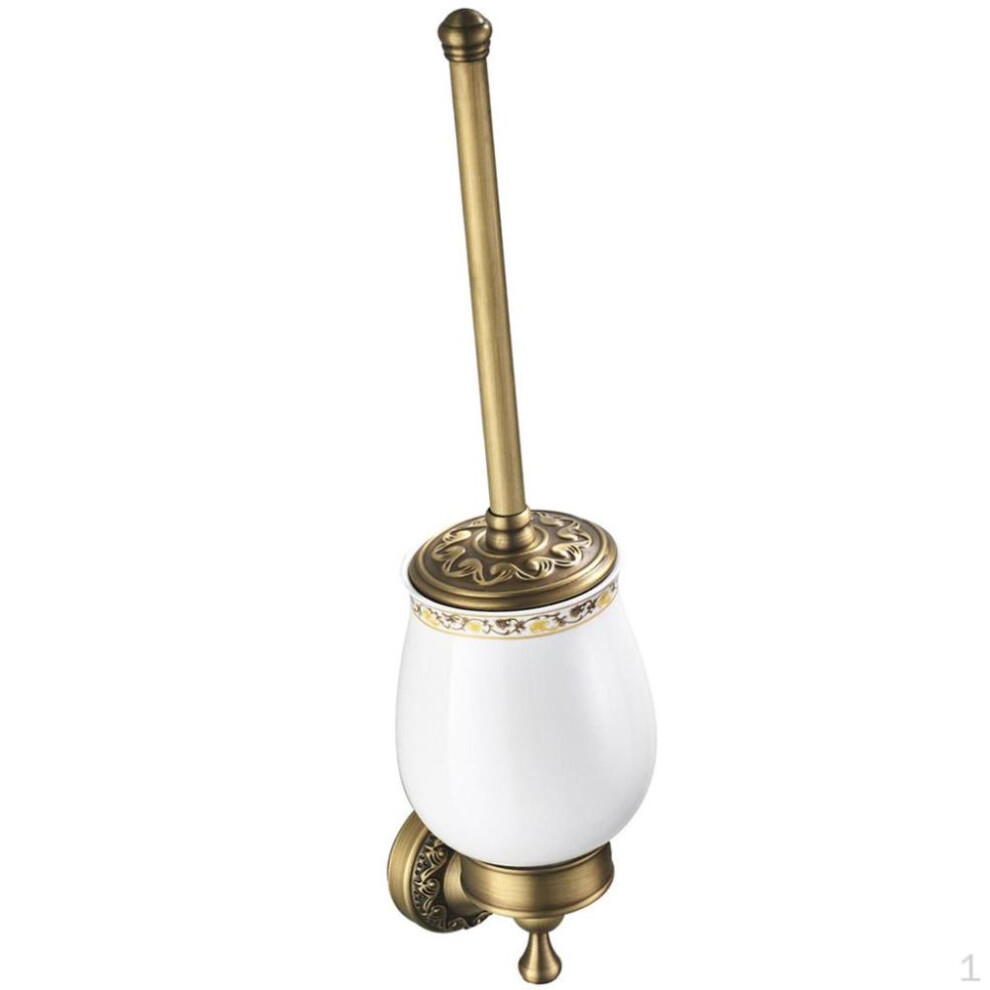 Vintage Brass Wall Mounted Lavatory Toilet Brush And Holder Bathroom Tool