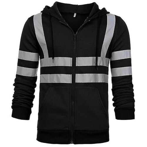 (XL, style 1 black) Reflective Jacket Safety Blue Black Work Vest 1