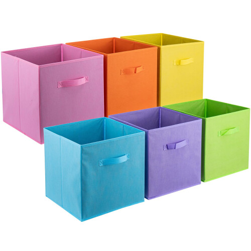 6X Foldable Canvas Storage Collapsible Folding Box 27x27x28cm