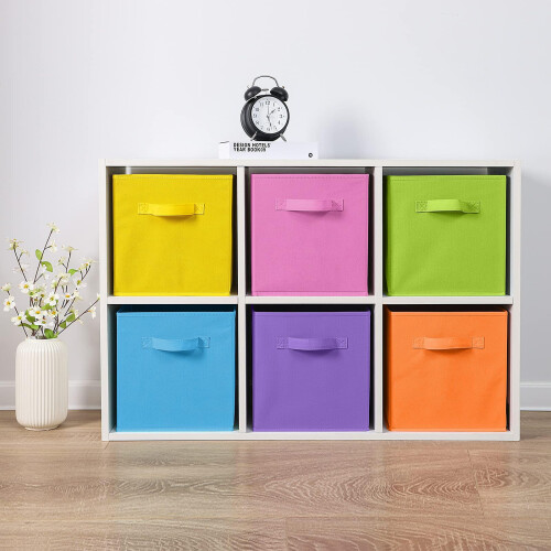 6X Foldable Canvas Storage Collapsible Folding Box 27x27x28cm 2