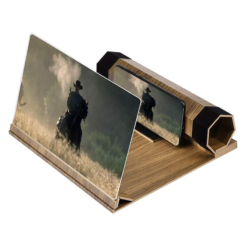 12 Inch 3d Screen Magnifier Wooden Mobile Phone Enlarger Screen Desktop Stand Holder Smartphone Magnifying