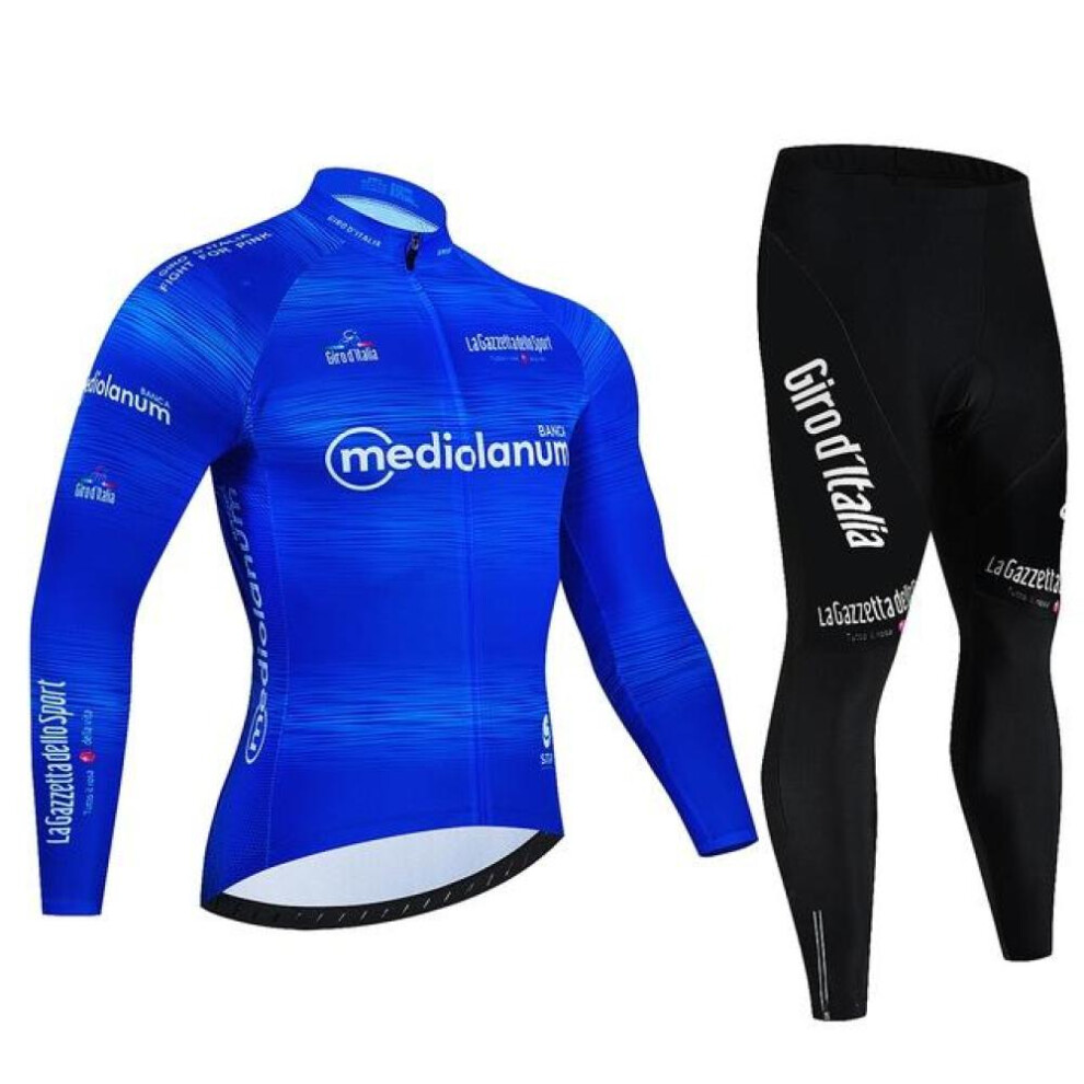(sky blue, L) Tour Of Italy Cycling Jersey Set Premium Anti-uv Long Sleeve Downhill Cycling Suit Autumn Quick-dry Pro Racing Uniform