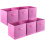 6X Pink Foldable Canvas Storage Collapsible Folding Box 27x27x28cm 1