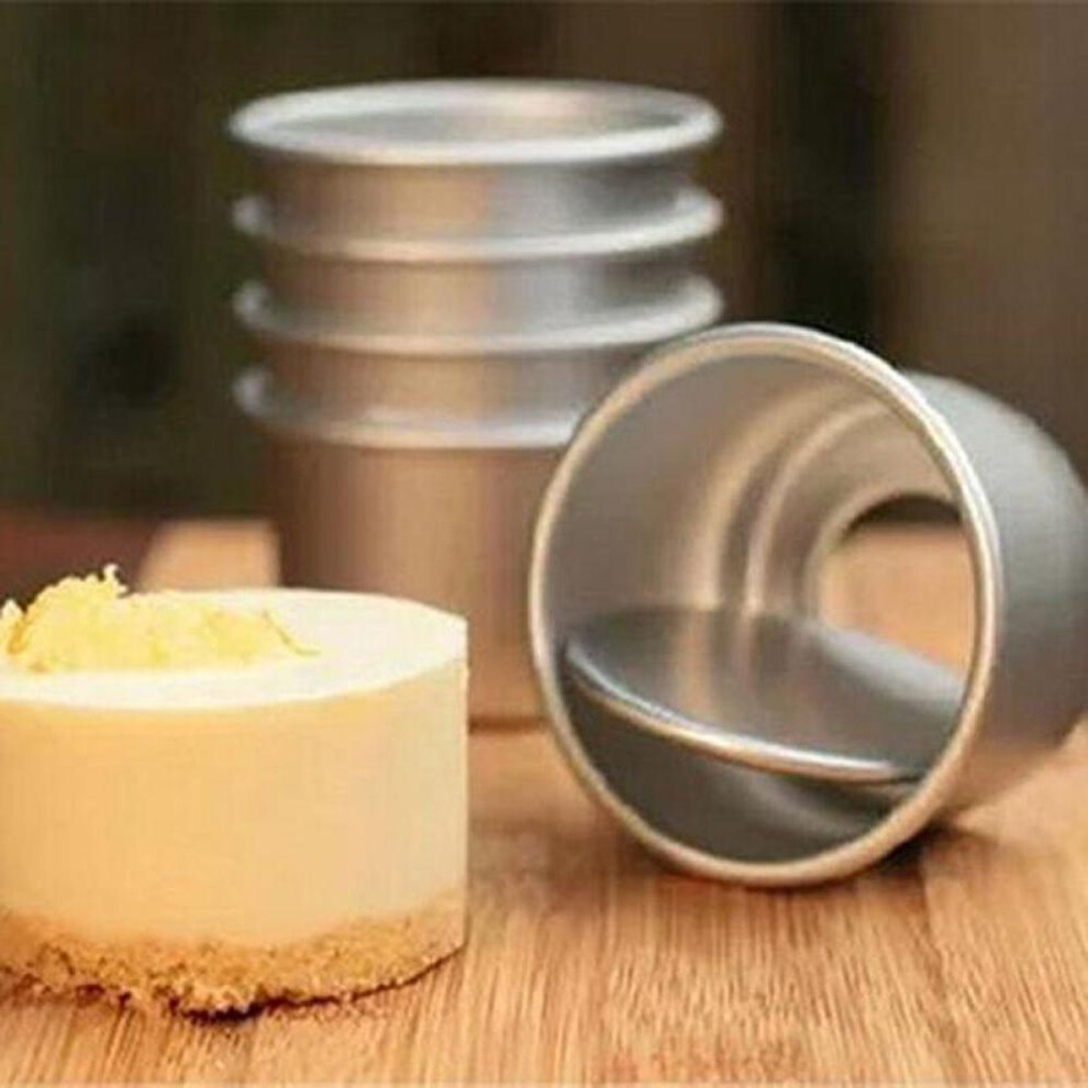 (5pcs) Useful 5pcs Round Mini Cake Pan Removable Bottom Pudding Mold Diy Baking Mould