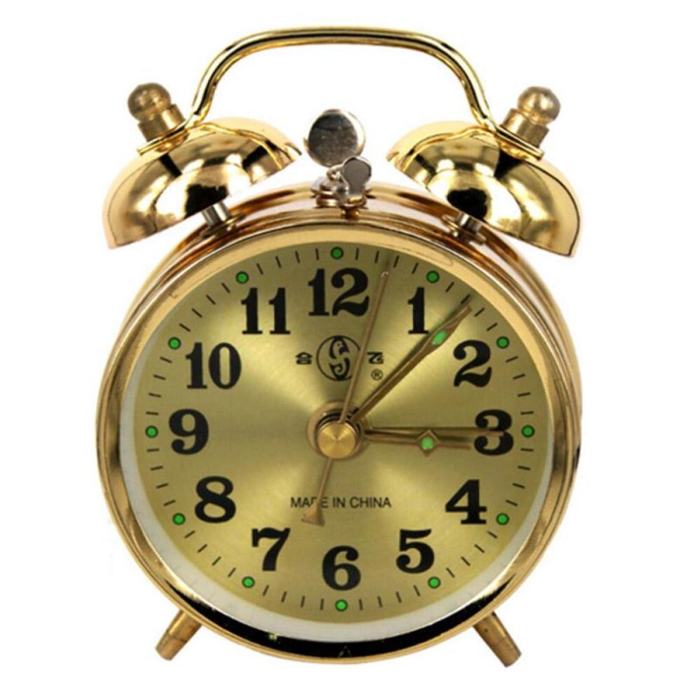 Horseshoe Mechanical  Gold Alarm Clock Manual Wind Up Vintage Metal Clock Cute