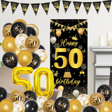 50th Birthday Decor Anniversary Background Decoration for Women & Men