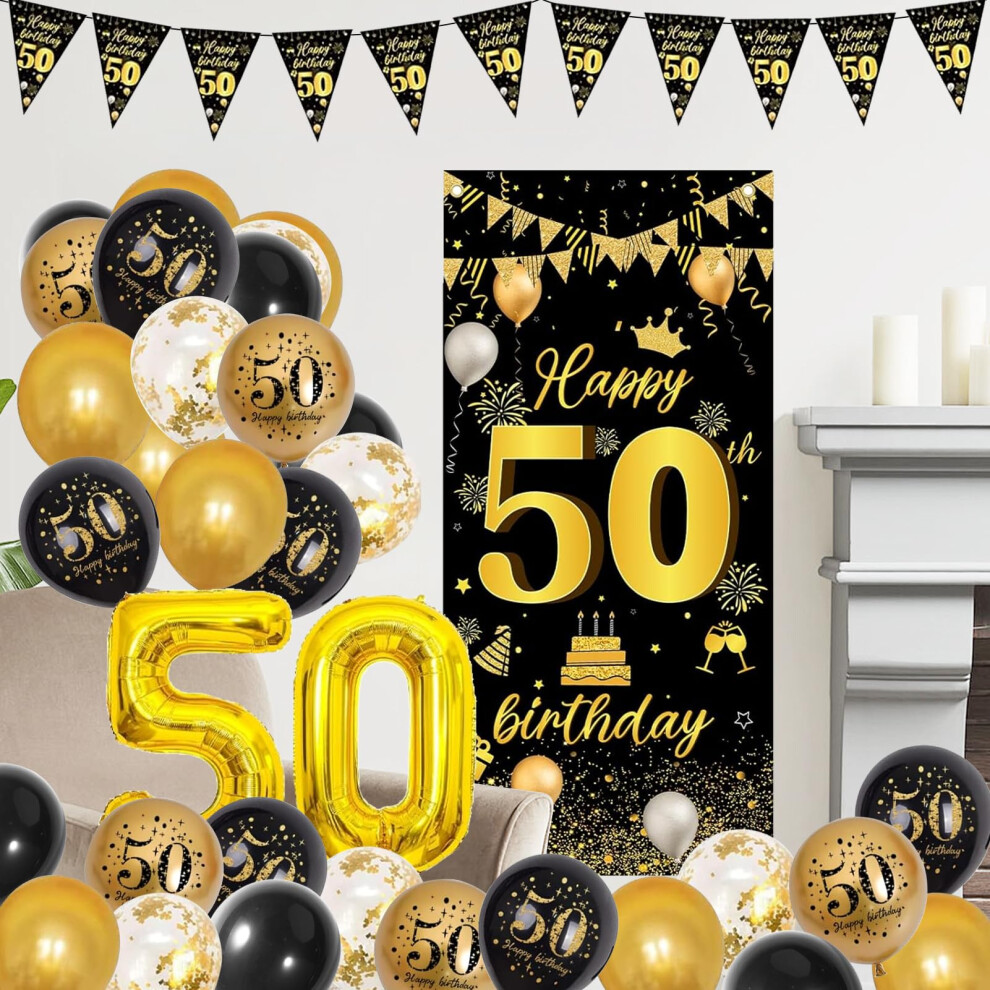 50th Birthday Decor Anniversary Background Decoration for Women & Men