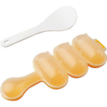 DIY rice ball mould (orange with 1 spoon), non-stick 3-compartment shaker, sushi making kit