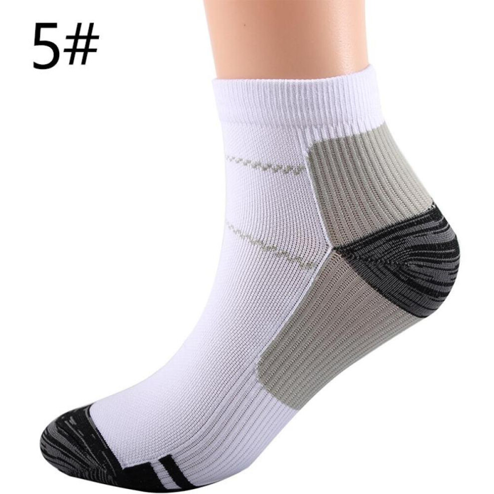(white,grey, S/M) 1 Pair Athletic Men Women Compression Socks Pressure Socks Arch Ankle Support Sports Running