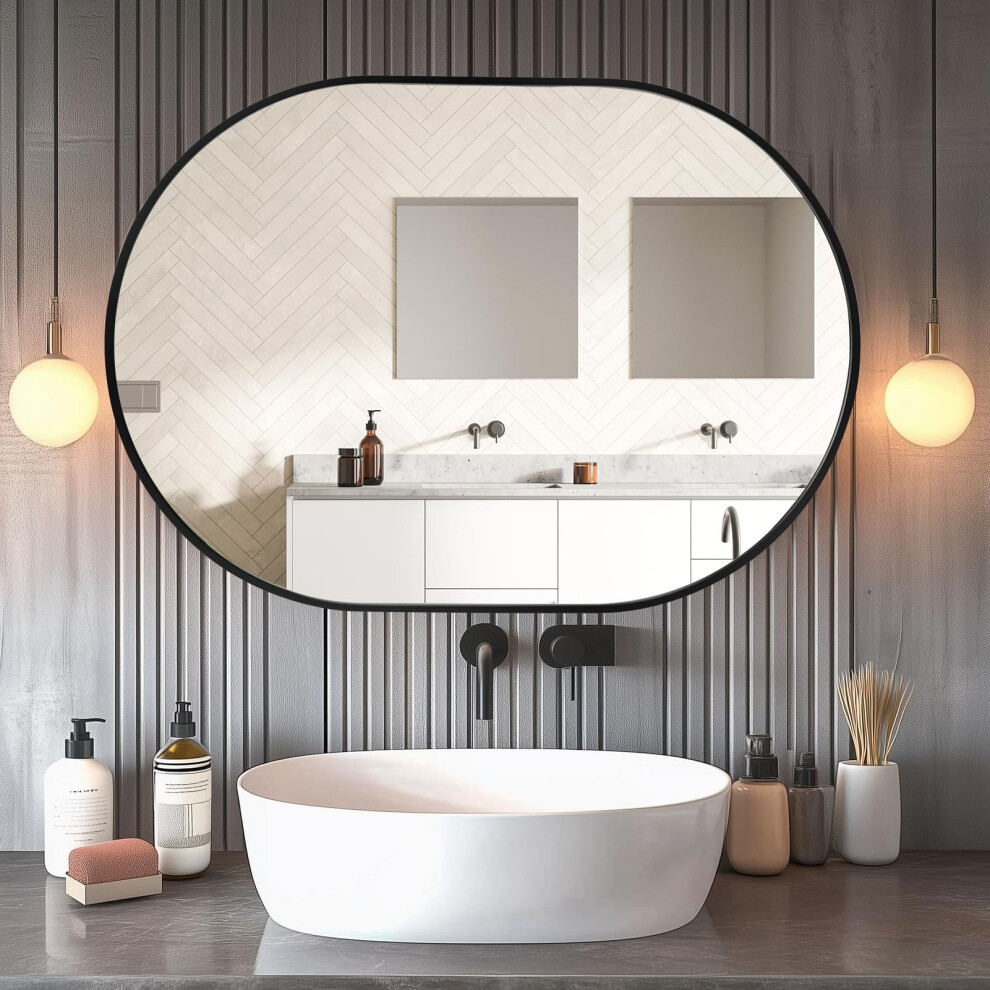 Black Mirror Wall Mounted Vanity Makeup Bathroom Bedroom Glass Mirrors