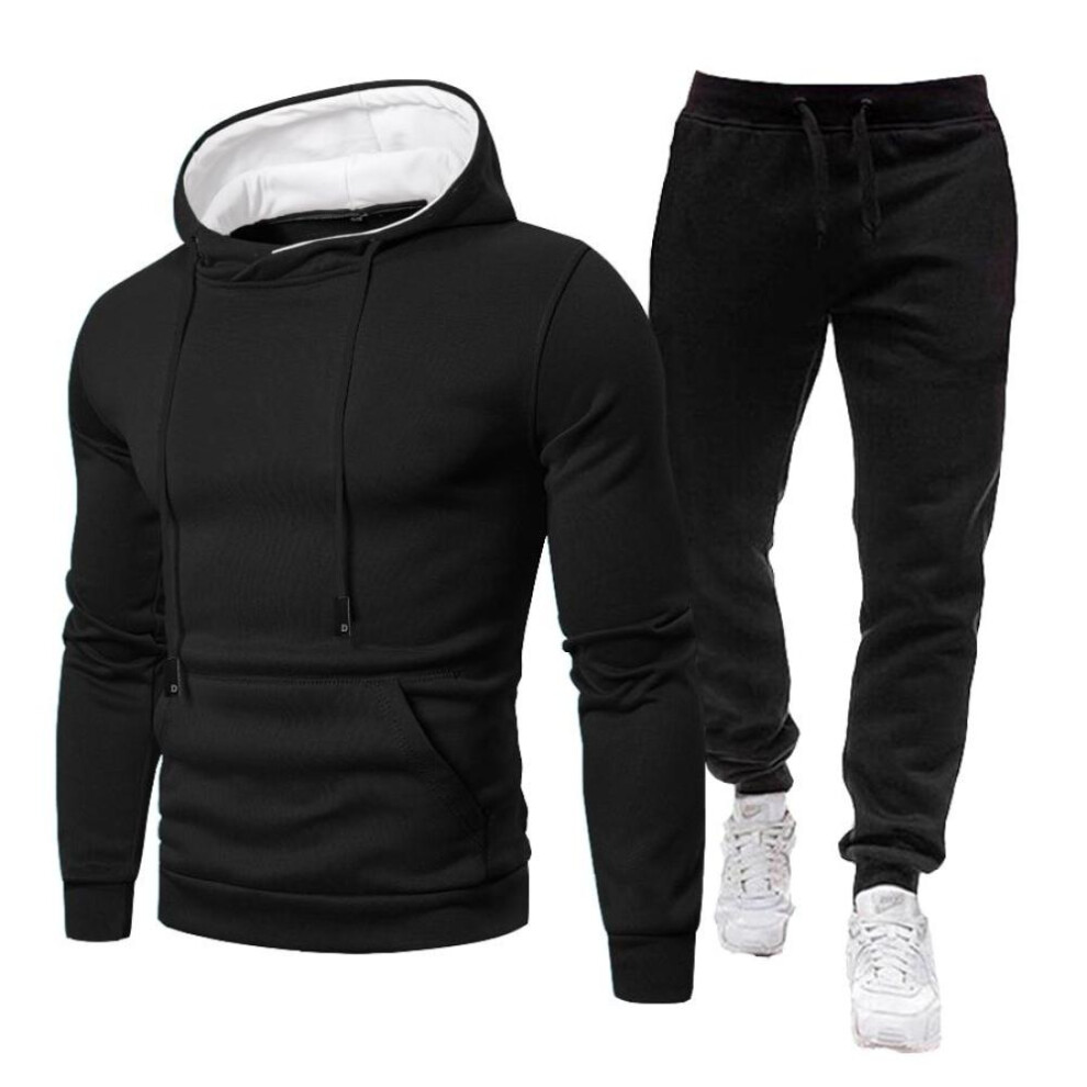 (black, XXL) Tracksuit Men Sets Winter Hoodies+pants 2 Piece Set 2021 Mens Brand Joggers Sweatpants Suit Male