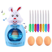 (Blue) Rabbit Easter Egg Painting Machine Spinner Machine Markers Easter Egg Mini Decorator Kit Toys Gift