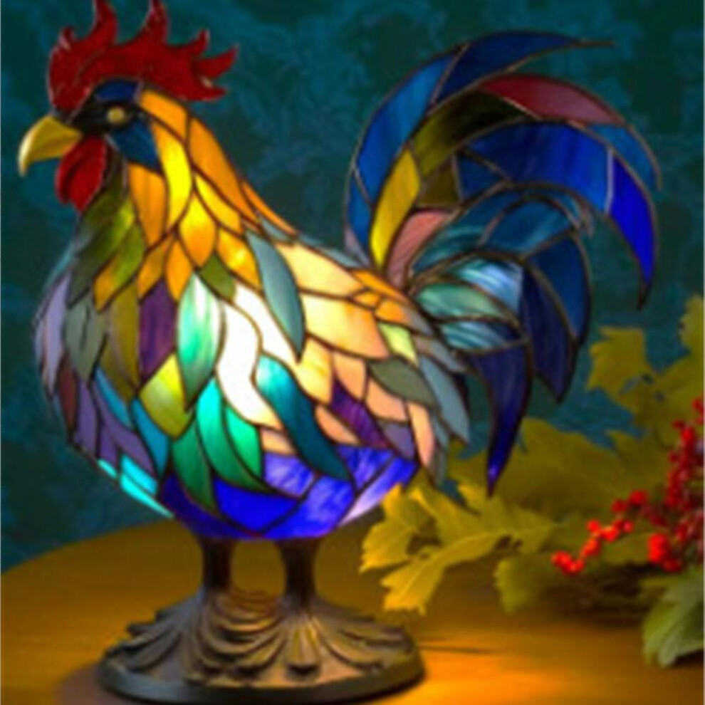 (cockerel) 3d Animal Table Lamp Series Stained Glass Stained Night Light Retro Desk Lamps