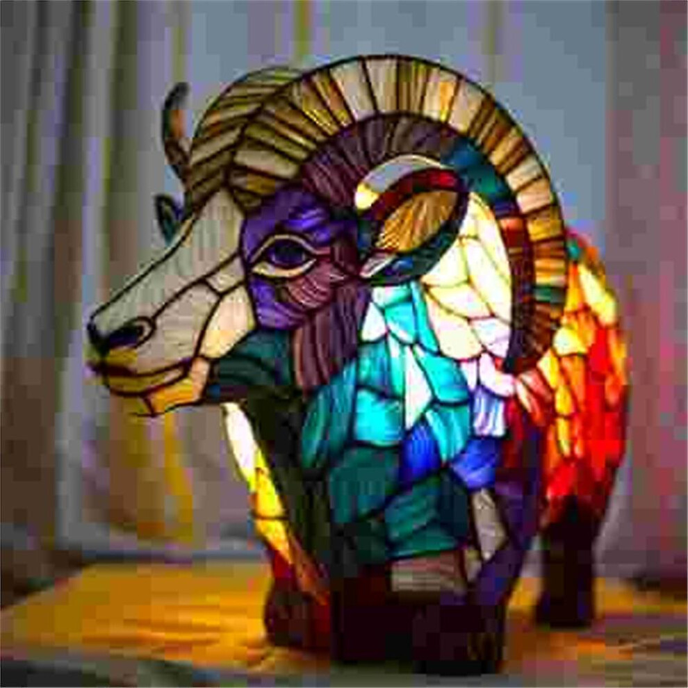 (sheep) 3d Animal Table Lamp Series Stained Glass Stained Night Light Retro Desk Lamps