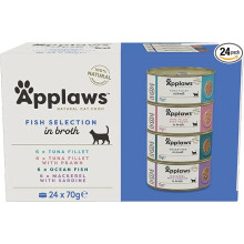 Applaws 100% Natural Wet Cat Food, Multipack Fish Selection in Broth 70g Tin (24 x 70g Tins)