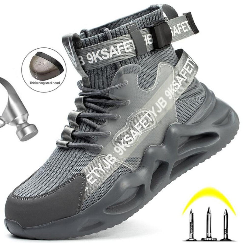 (grey, 39) Work Boots Men Women Safety Boots Steel Toe Safety Work Shoes Indestructible Shoes Anti-smash Lightweight Work Sneakers Footwear