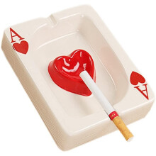 Wabjtam Creative Poker Ceramic Cigarette Ashtray Tabletop Portable Modern Ashtrays Cigar Ashtray For Outdoor Indoor Desktop Smoking Ashtray For Home O