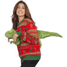 (S, Tyrannosaurus Rex) Ugly Christmas sweaters for men and women, fashionable high street, retro long-sleeved couple pullover sweaters, fun tops