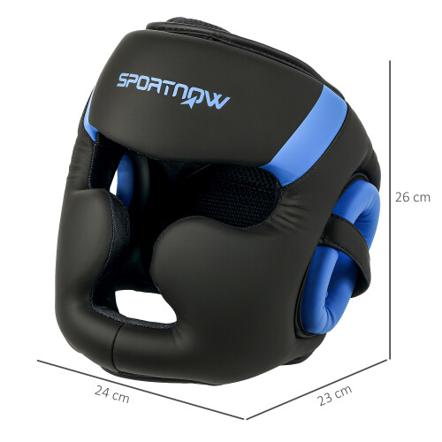 SPORTNOW Boxing Headguard w/ Adjustable Strap for Sparring, Kickboxing, Blue 1