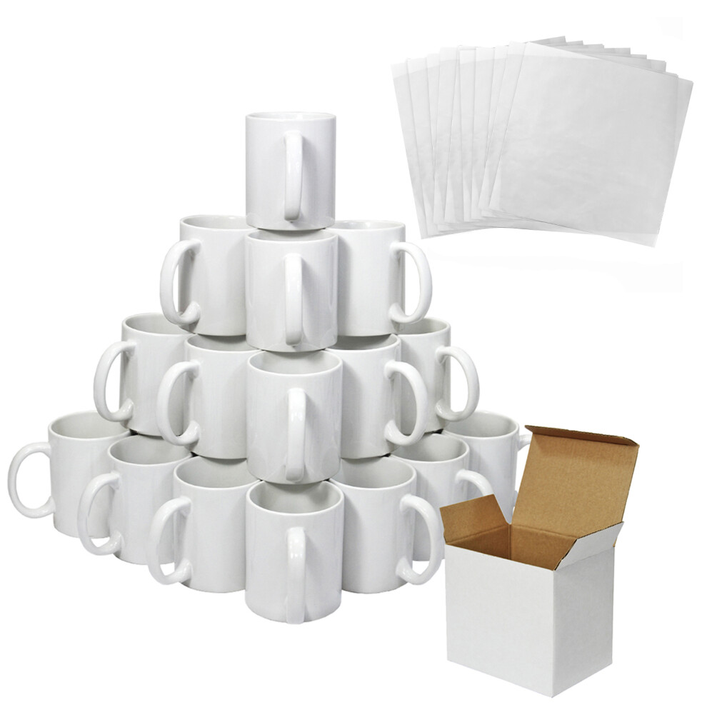 72 Sublimation Mugs White 11oz Coated Cup Blank Printing Transfer Box