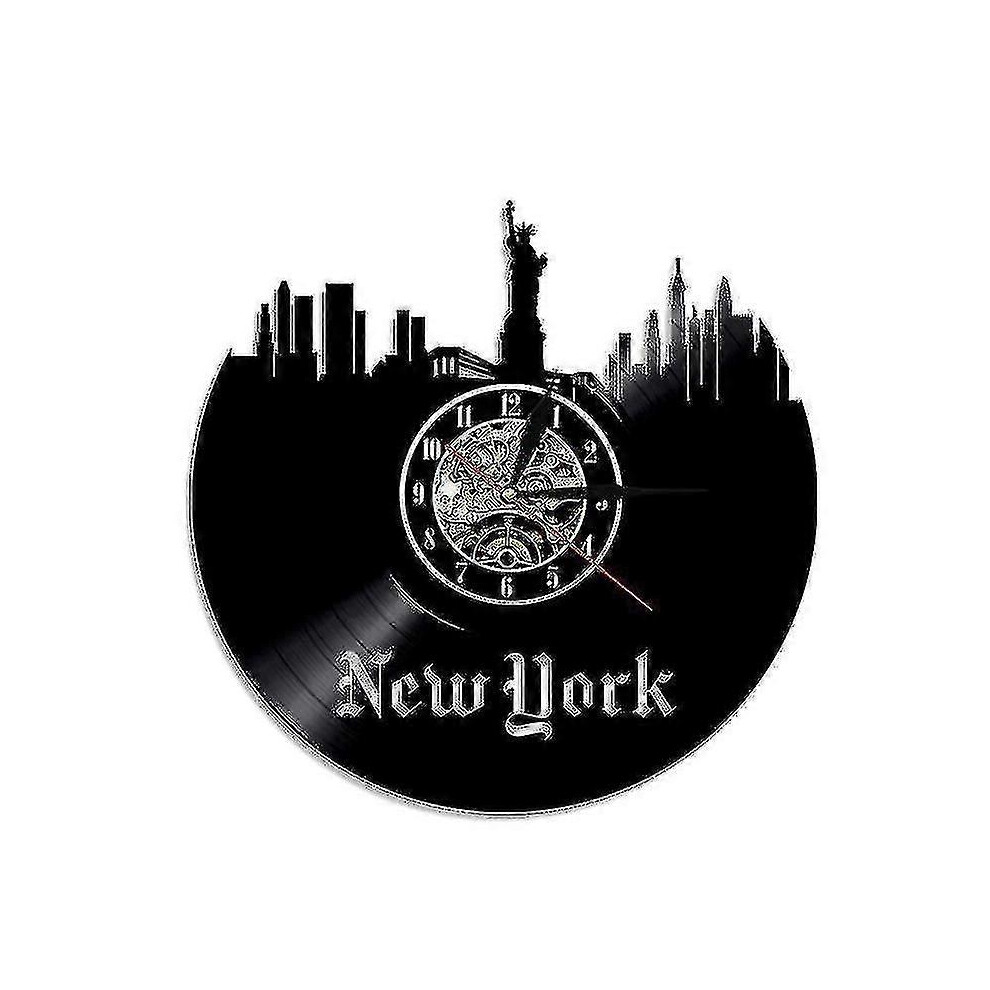 Wandklok Met Vinyl Platen Van New York-image