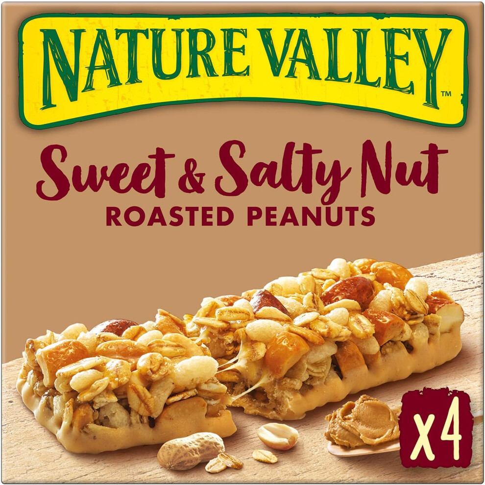 Nature Valley Sweet & Salty Nut Roasted Peanuts Cereal Bars 4 x 30g (Pack of 8, total 32 Bars)