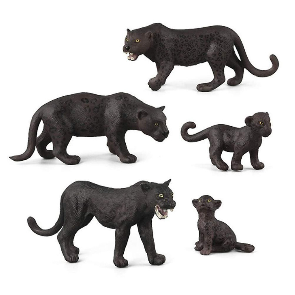 5 Pcs Black Panther Cuddly Toy Figure Model Forest Animals Figures Toy Leopard Wild Life Simulation Animal Models-image-OPC-PFVNFF6-NEW