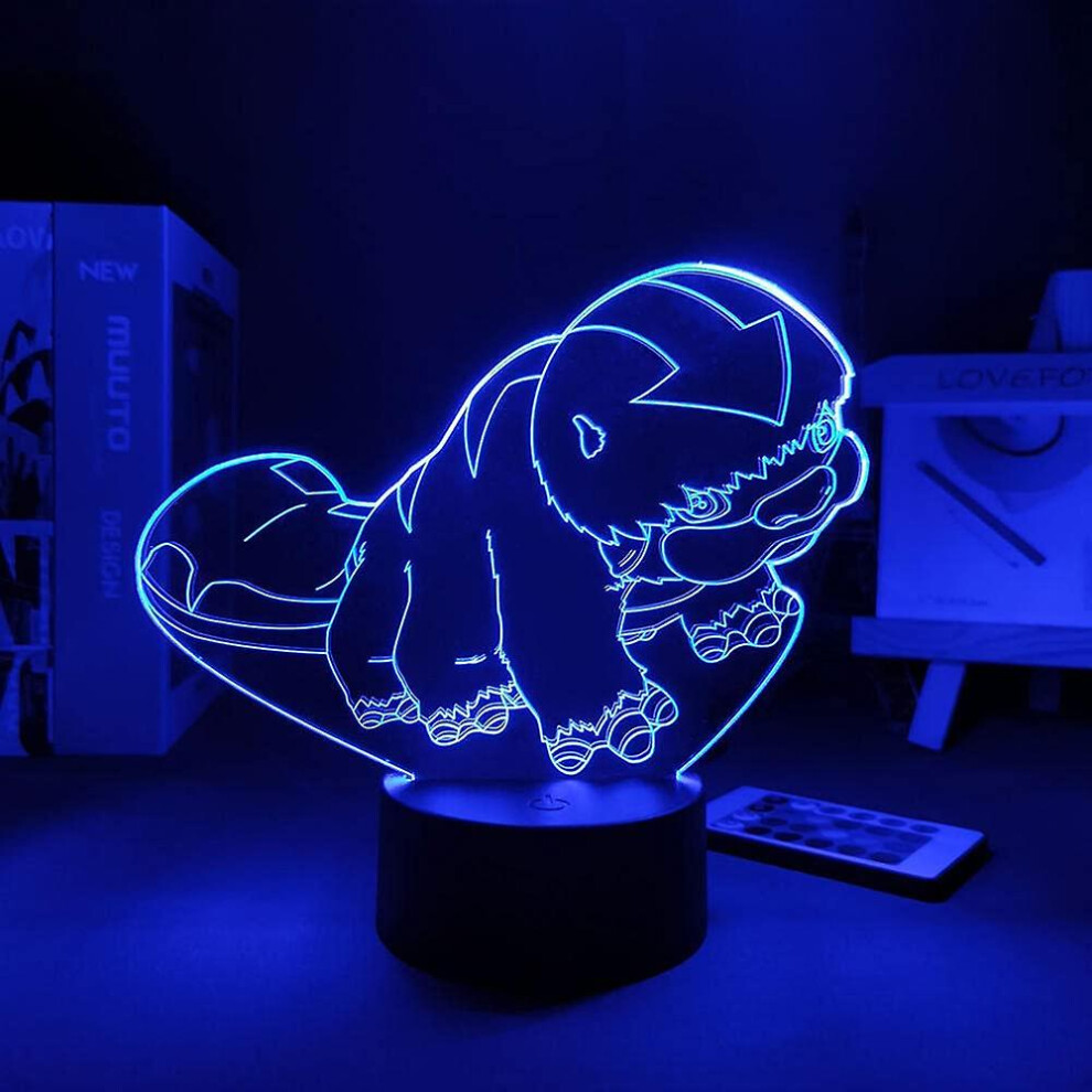 Wekity 3d Night Light Anime Avatar The Last Airbender Appa Led Lamp For Home Decor Birthday Gift, 16 Colors, With Remote Control