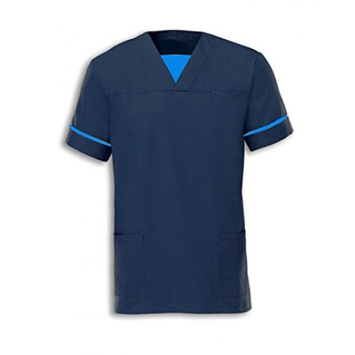 (S) Unisex Smart Scrub Navy Blue Tunic Nurses Uniform