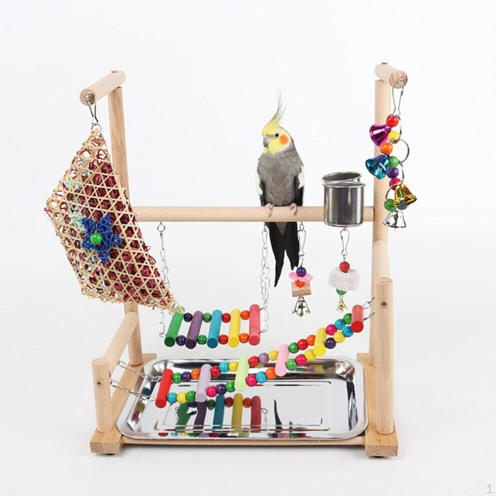 Wood Perch Stand Bird Playground Playpen, Gym, Activity Center Parrot Playstand For