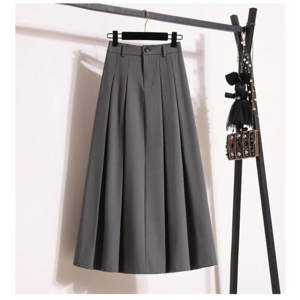 (grey, XL) Dimanaf 2024 Plus Size Women Skirts Autumn Winter Thick Elastic Oversize Fashion Solid A-line Long Skirt Elegant Pleated Skirt