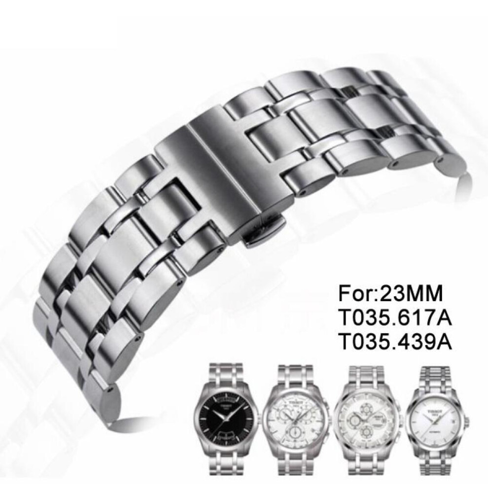 (silver, 23MM) 23mm Couturier Series T035617a T035439a T035617 T035439 Stainless Steel Watch Band Bracelet Strap Watch Parts Male For T035