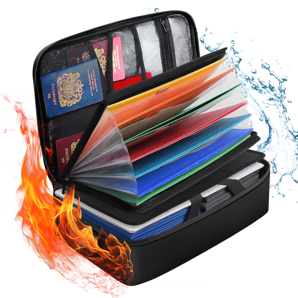 Fireproof Waterproof Document Storage Box with Lock Expandable File