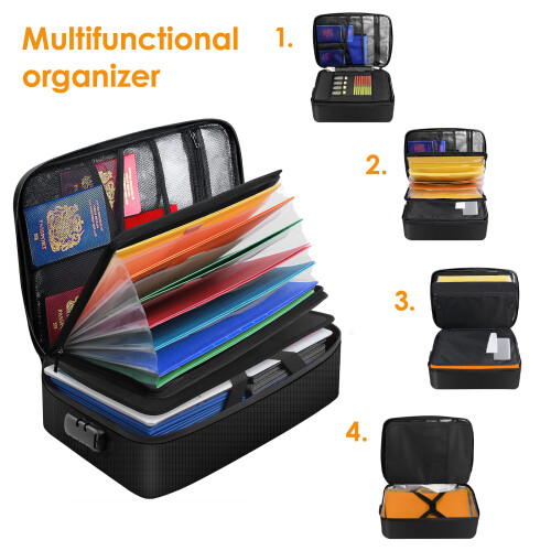 Fireproof Waterproof Document Storage Box with Lock Expandable File 1