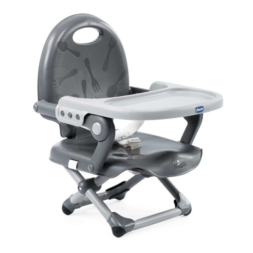 Pocket Snack Booster High Chair Hard Seat Grey Chicco