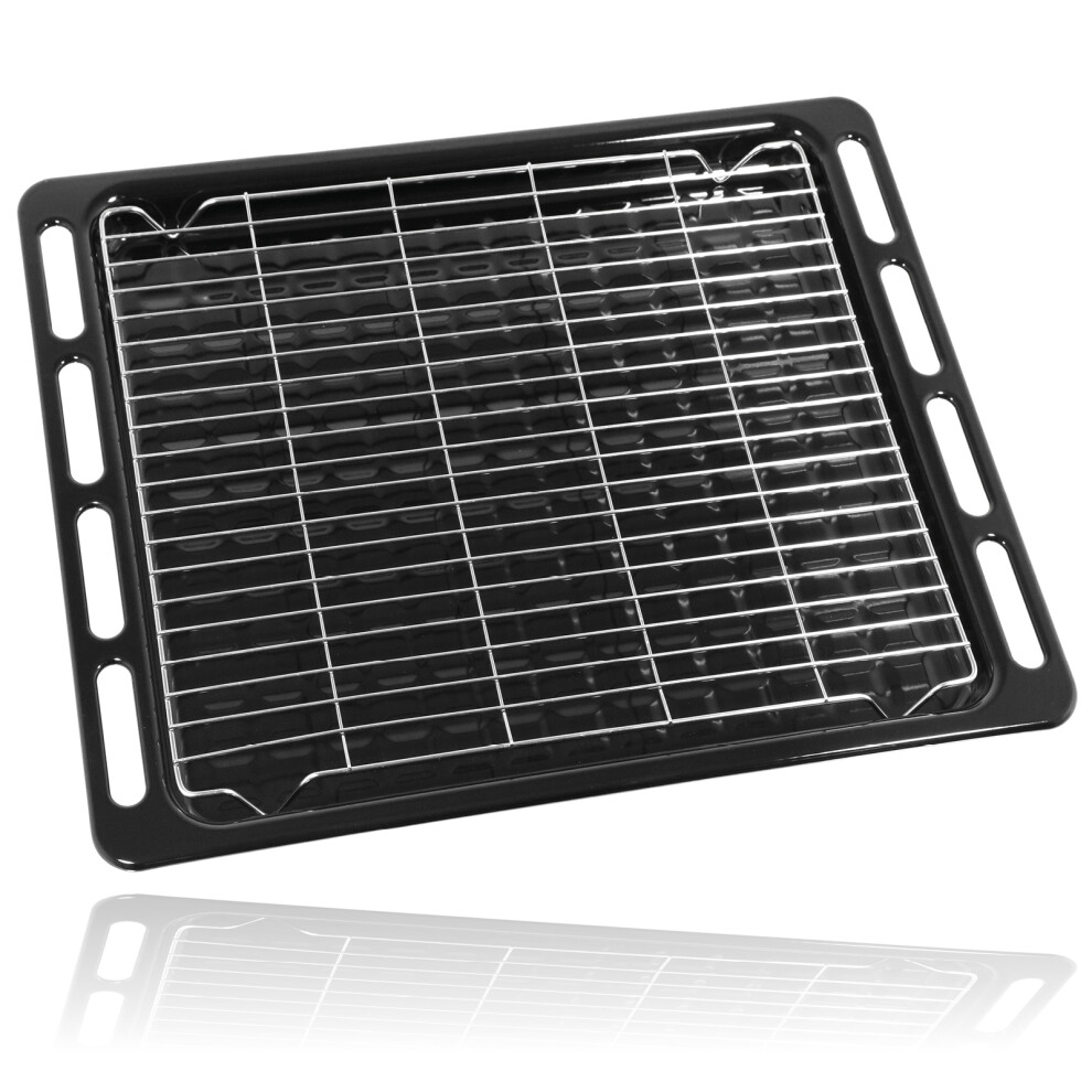 SPARES2GO Oven Grill Tray Shelf UNIVERSAL Full Width Roasting Base Pan Rack 476mm x 374mm