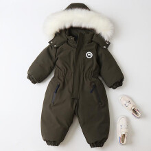 (4T, As picture2) Winter Newborn Baby Clothes Boys And Girls Outdoor Fur Collar Jumpsuit Waterproof Windproof Fleece Rompers