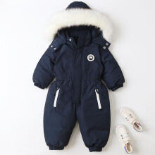(4T, As picture) Winter Newborn Baby Clothes Boys And Girls Outdoor Fur Collar Jumpsuit Waterproof Windproof Fleece Rompers