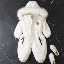(3T, As picture3) Winter Newborn Baby Clothes Boys And Girls Outdoor Fur Collar Jumpsuit Waterproof Windproof Fleece Rompers