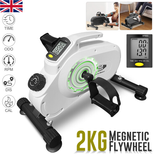 (White) Mini Exercise Bike 8 Levels Magnetic Resistance