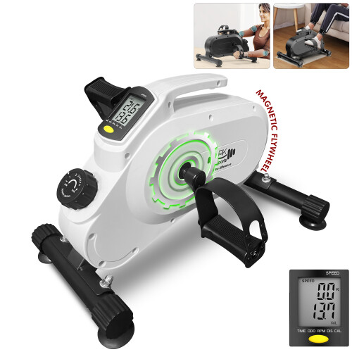 (White) Mini Exercise Bike 8 Levels Magnetic Resistance 2