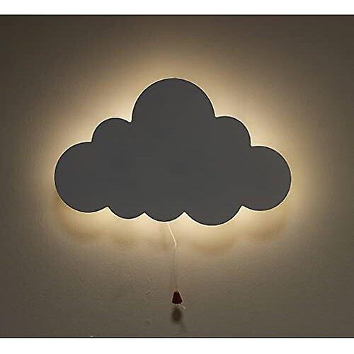 (cloud) White Wooden Night Light Wall Mounted Nursery Lighting 1