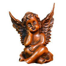 Vintage Home Decor Memorial Statue Baby Statue Guardian Figurine Wooden Sculpture Cupid Garden Statue Mini Statue