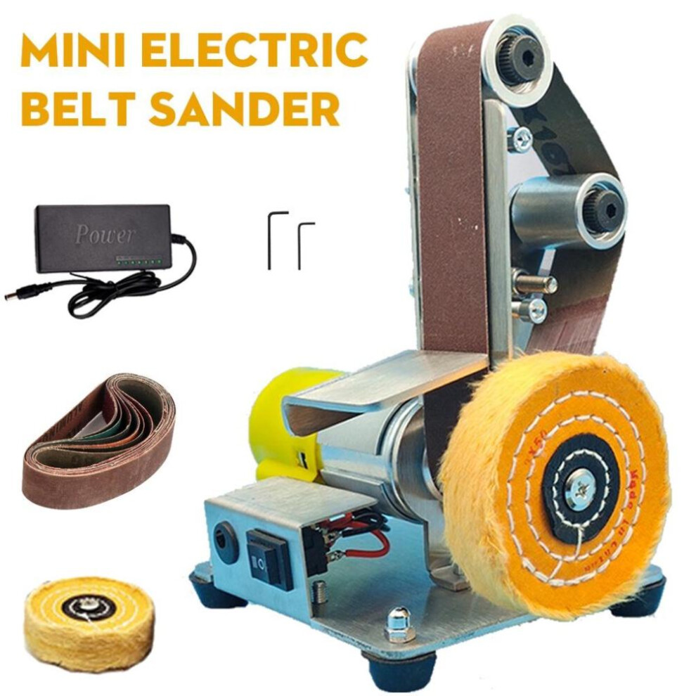 220v Mini Electric Belt Sander Diy Polishing Grinding Machine Cutter Edges Sharpener Multifunctional Grinder 10pcs Belt
