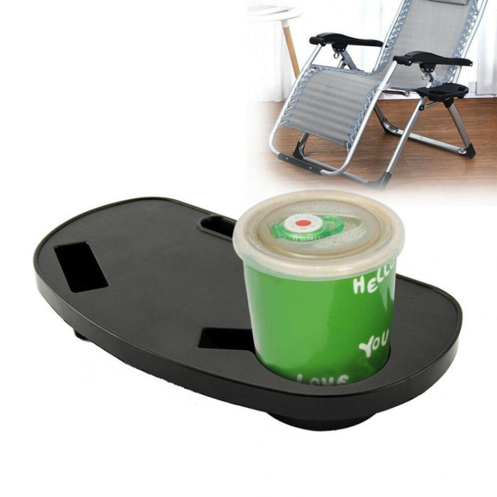 Foldable Reclining Chair Clip on Side Table Cup Drink Holder Garden Lounger Tray